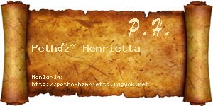 Pethő Henrietta névjegykártya